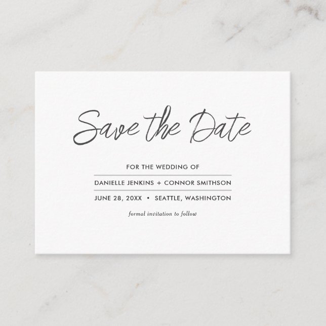 Minimalist Save the Date with Wedding Website Enclosure Card (Front)