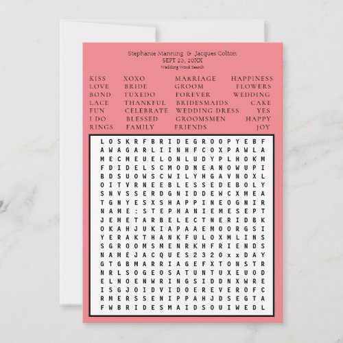 Minimalist Save the Date Word Search _Pink Invitation
