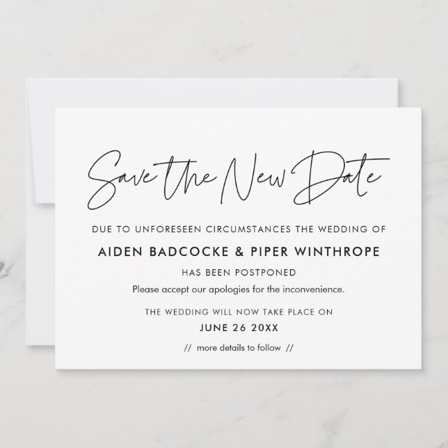 Minimalist Save the new date wedding announcement (Front)