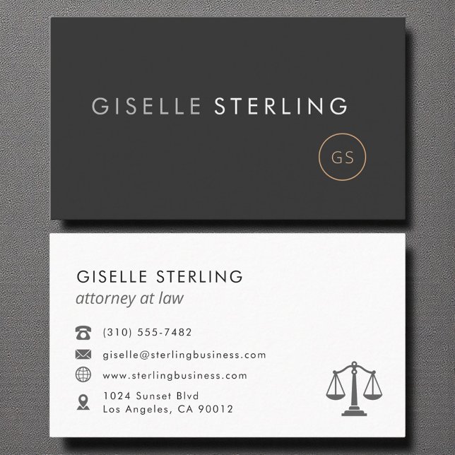 Minimalist Scales of Justice Attorney at Law  Business Card (Creator Uploaded)