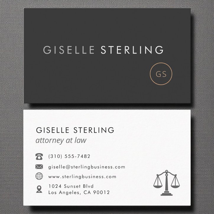 Minimalist Scales Of Justice Attorney At Law Business Card