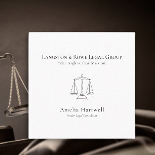 Minimalist Scales of Justice Legal Professional Square Business Card