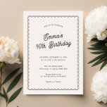 Minimalist scalloped 40th birthday party invitation<br><div class="desc">Designed to coordinate with our Scalloped Border Collection, this minimalist 40th birthday party invitation features a classic design with a unique twist - the scalloped border is one of a kind, and will surely add a slight retro feel to this modern invitation. If you want to catch your guest's attention...</div>