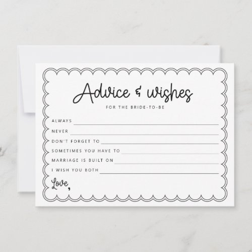 Minimalist scalloped border bride advice card