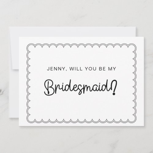 Minimalist scalloped border bridesmaid card