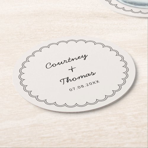 Minimalist Scalloped border Drinking Coasters