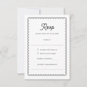 Minimalist scalloped border RSVP Reply Card