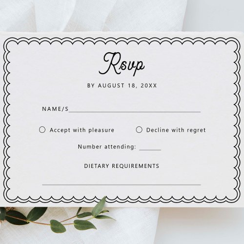 Minimalist scalloped border RSVP Reply Card