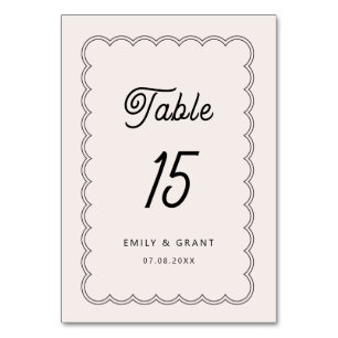 Minimalist scalloped Border Table Number