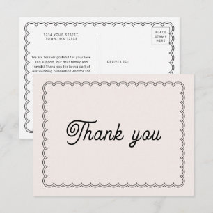 Minimalist Scalloped border Thank You postcard