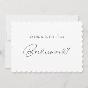 Minimalist scalloped edge bridesmaid proposal card