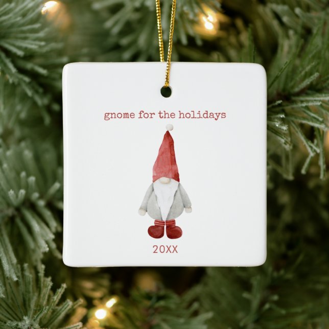Minimalist Scandi Christmas Gnome for the Holidays Ceramic Ornament (Tree)