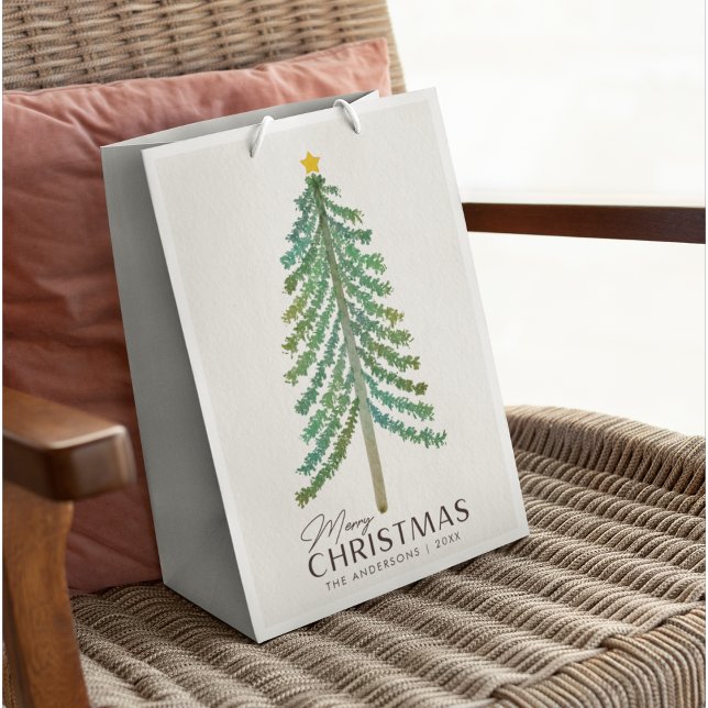 Minimalist Scandi Scandinavian Christmas Tree Medium Gift Bag (Creator Uploaded)