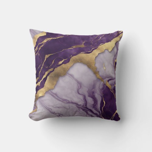 Minimalist Scandinavian Chic Lilac Purple Marble Throw Pillow