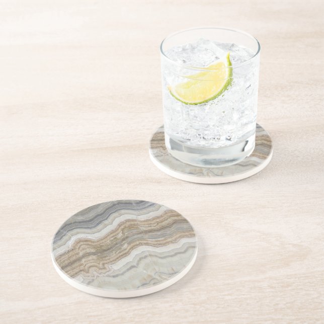 minimalist scandinavian granite brown gray marble coaster (Side)