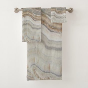 Minimalist Scandinavian Granite Brown Grey Marble Bath Towel Set by CHICELEGANT at Zazzle