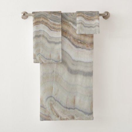 Minimalist Scandinavian Granite Brown Grey Marble Bath Towel Set