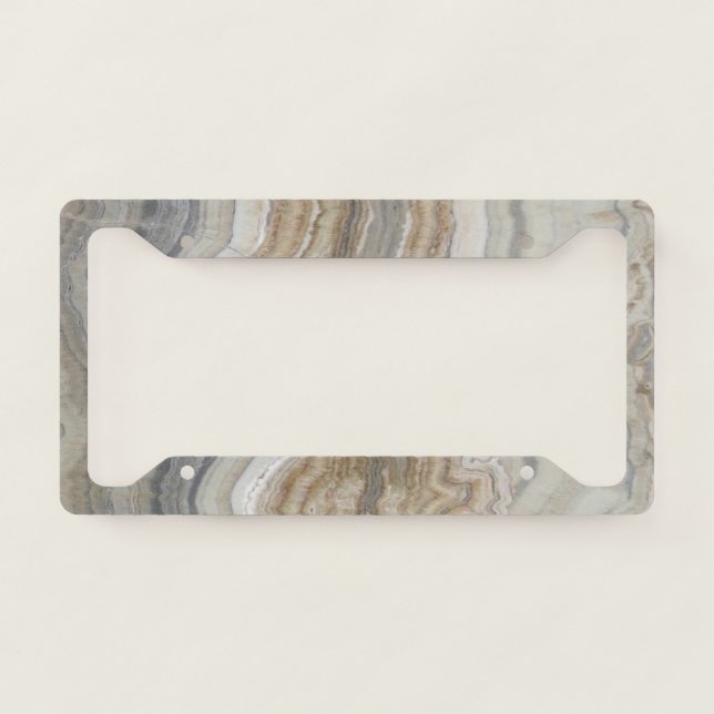 minimalist scandinavian granite brown grey marble license plate frame (Front)