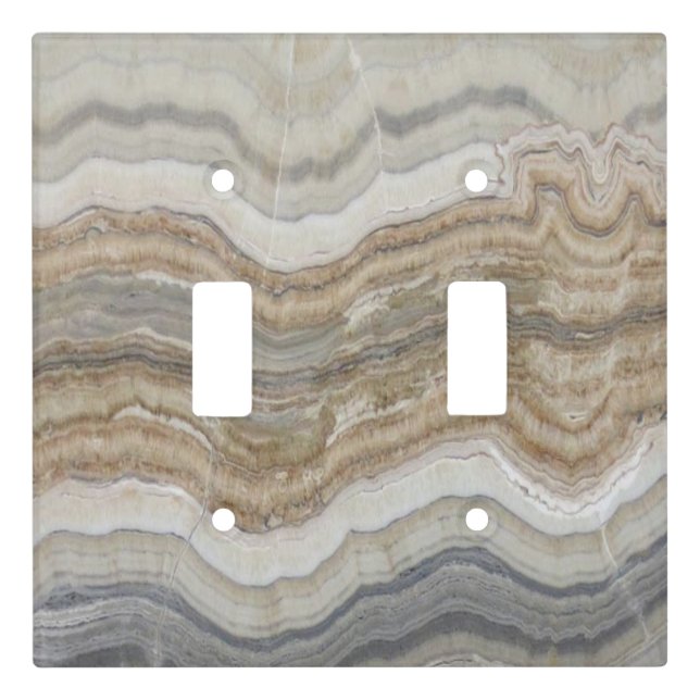 minimalist scandinavian granite brown grey marble light switch cover (Front)