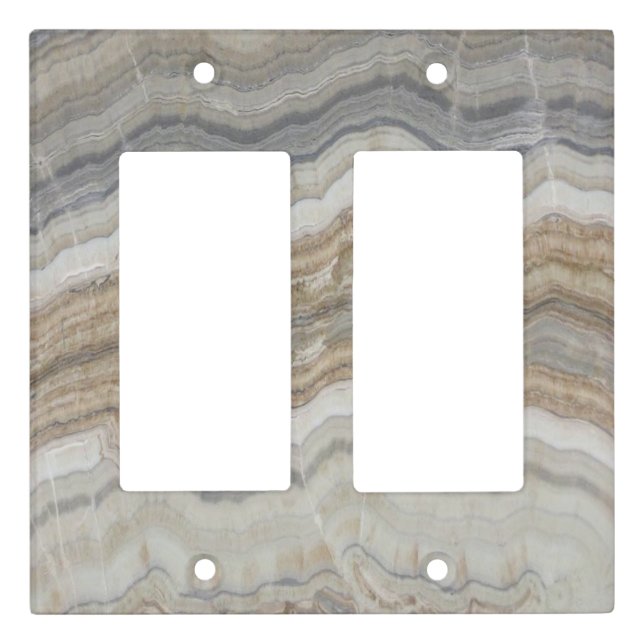 minimalist scandinavian granite brown grey marble light switch cover (Front)