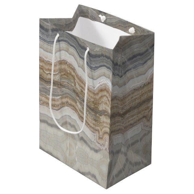 minimalist scandinavian granite brown grey marble medium gift bag (Front Angled)
