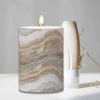 minimalist scandinavian granite brown grey marble pillar candle