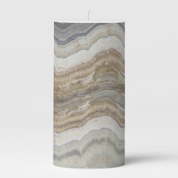 Minimalist Scandinavian Granite Brown Grey Marble Pillar Candle by CHICELEGANT at Zazzle