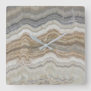 minimalist scandinavian granite brown grey marble square wall clock
