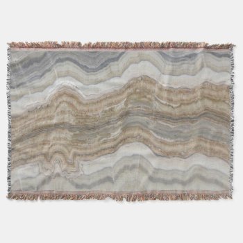 Minimalist Scandinavian Granite Brown Grey Marble Throw Blanket by CHICELEGANT at Zazzle