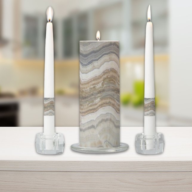 minimalist scandinavian granite brown grey marble unity candle set (minimalist scandinavian granite brown grey marble unity candle set)