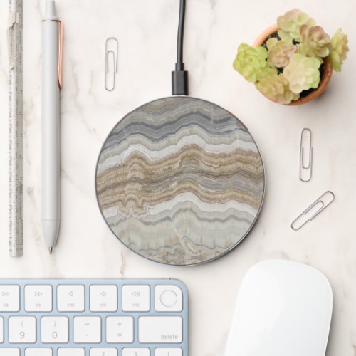 minimalist scandinavian granite brown grey marble wireless charger 