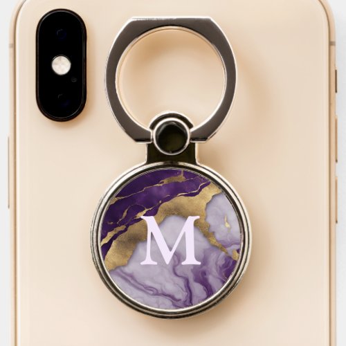 Minimalist Scandinavian Purple Marble Monogram Phone Ring Stand