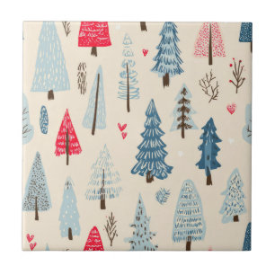 Minimalist Scandinavian Tree Forest Pattern Ceramic Tile