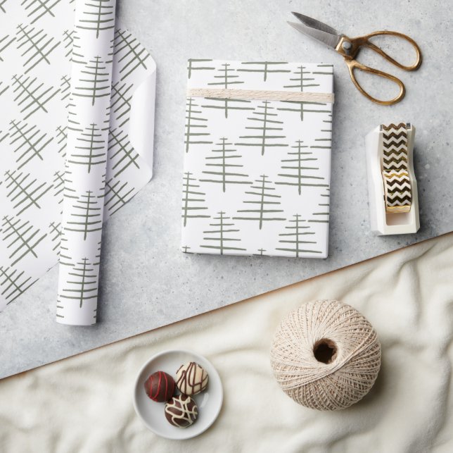 Minimalist Scandinavian Tree Holiday Christmas Wrapping Paper (Crafts)