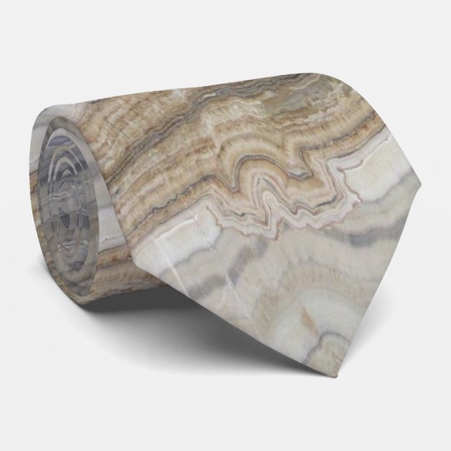 minimalist scandinavian white brown grey marble neck tie (Rolled)