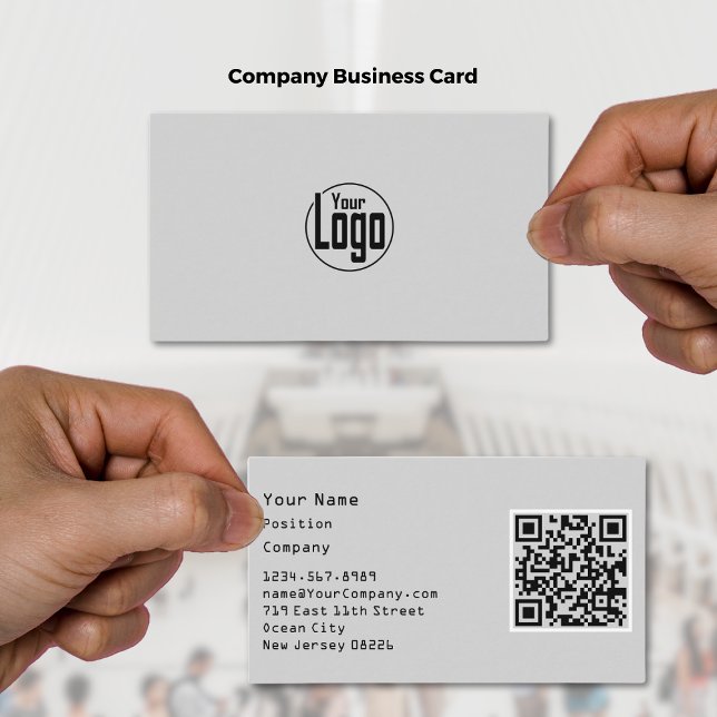 Minimalist Scannable Gray & Black Company Business Card (Minimalist Scannable Gray & Black Company Business Card)