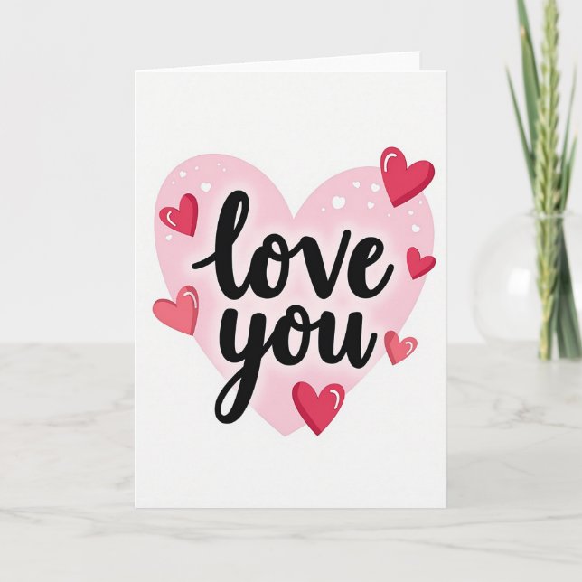 Minimalist Scattered Hearts Shimmer Card (Front)