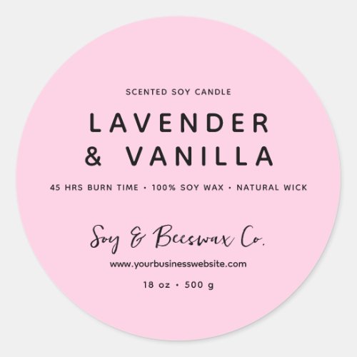 Minimalist Scented Soy Beeswax Candle Pink Rose Classic Round Sticker