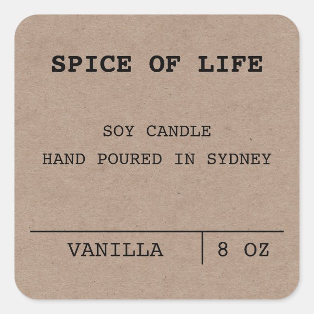 Minimalist Scented Soy Candle Kraft labels (Front)