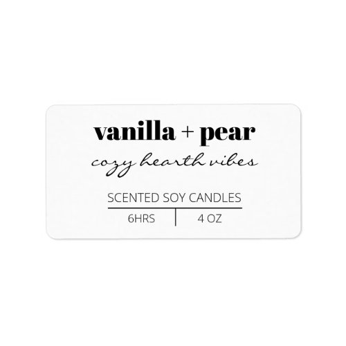 Minimalist Scented Soy Candle Labels