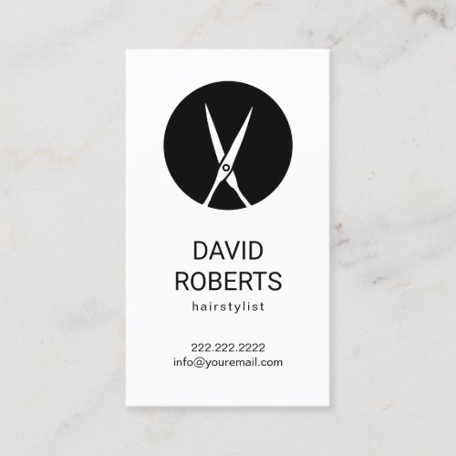 Minimalist Scissor Logo Hair Stylist Beauty Salon Business Card