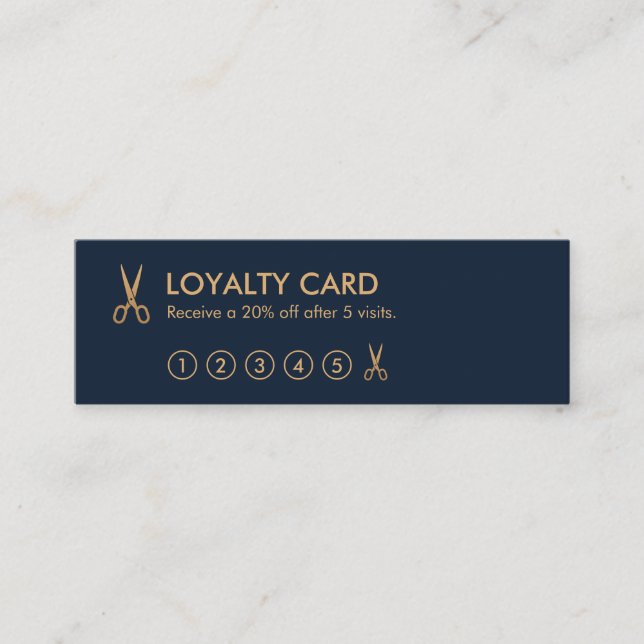 Minimalist Scissors Hair Stylist Mini Loyalty Card (Front)