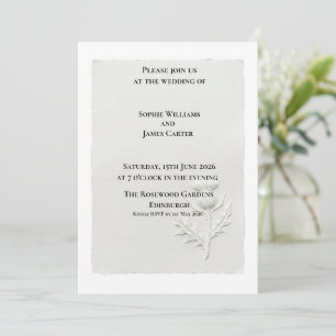 Minimalist Scottish Thistle Botanical Wedding Invitation