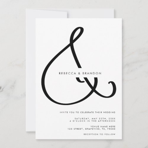 Minimalist Script Ampersand All in One Wedding Invitation