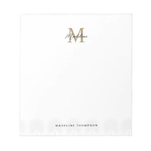 Minimalist Script Anahaw Leaves Gold Monogram Notepad