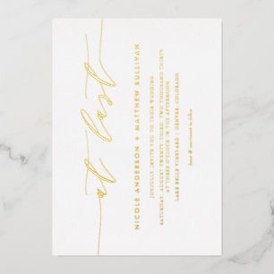 Minimalist Script At Last Wedding Foil Invitation