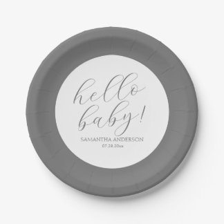 Minimalist Script Baby Shower Paper Plates