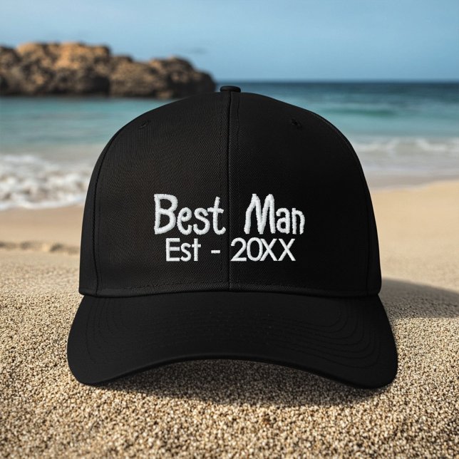 Minimalist Script Best Man Groom Team Gifts Embroidered Baseball Cap (Creator Uploaded)