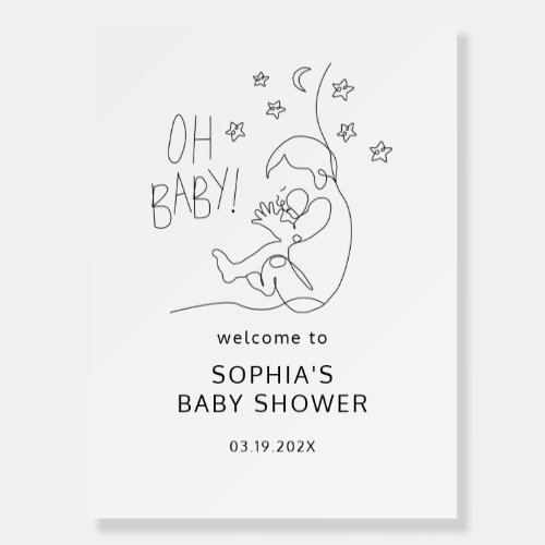 Minimalist Script Black Baby Shower Welcome Sign