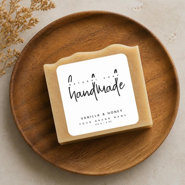Minimalist script black handmade soap label  (Creator Uploaded)